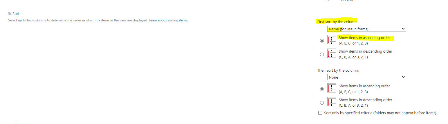 SharePoint Sort by Name not working - Microsoft Q&A