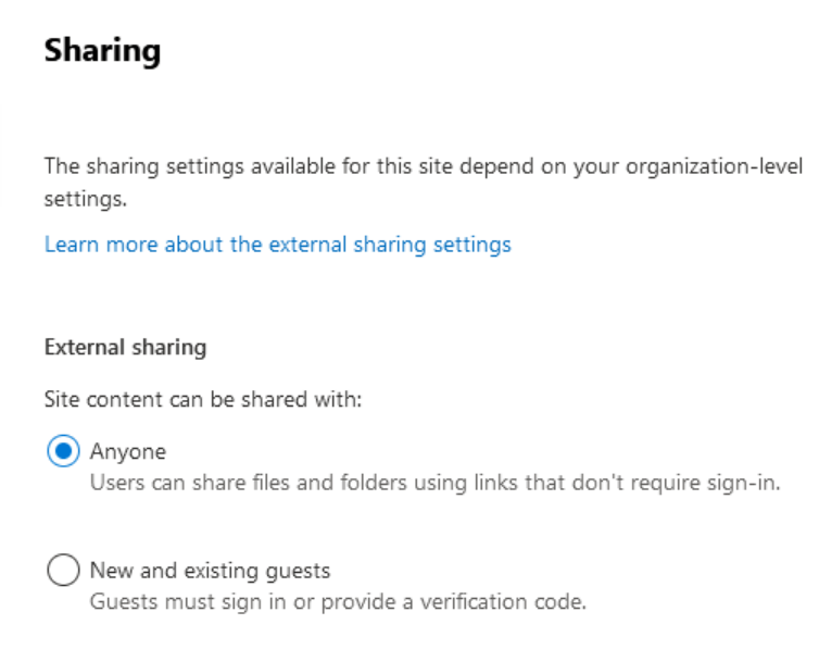 Teams "Share file to anyone with a link" option is not available. It's ...