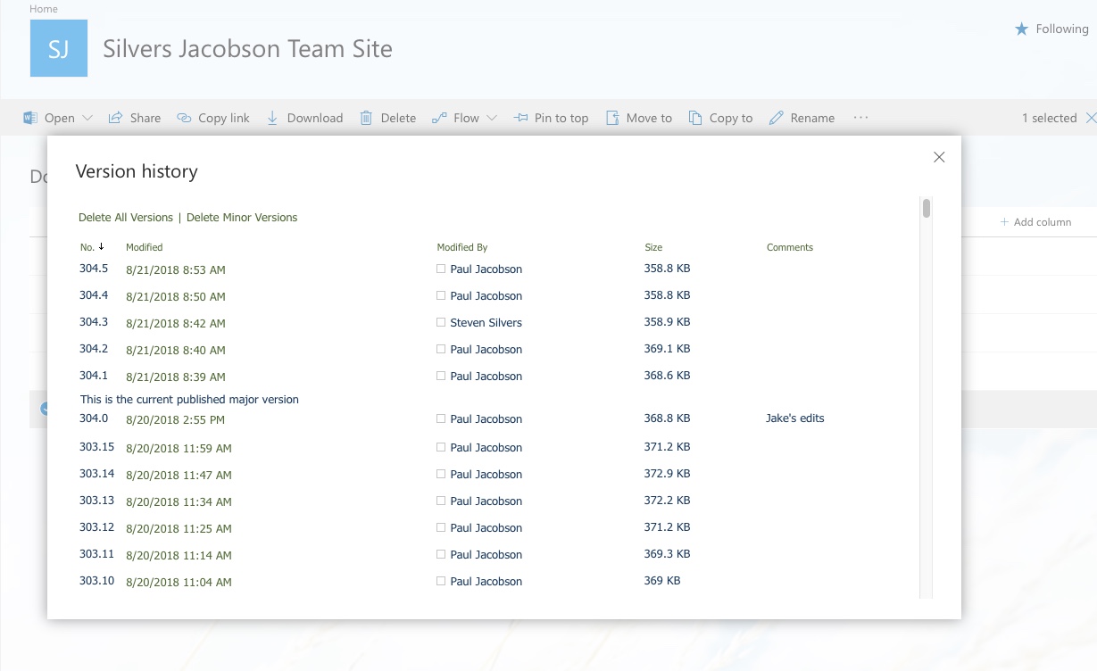 Versions Not Showing in Document Library - Microsoft Q&A