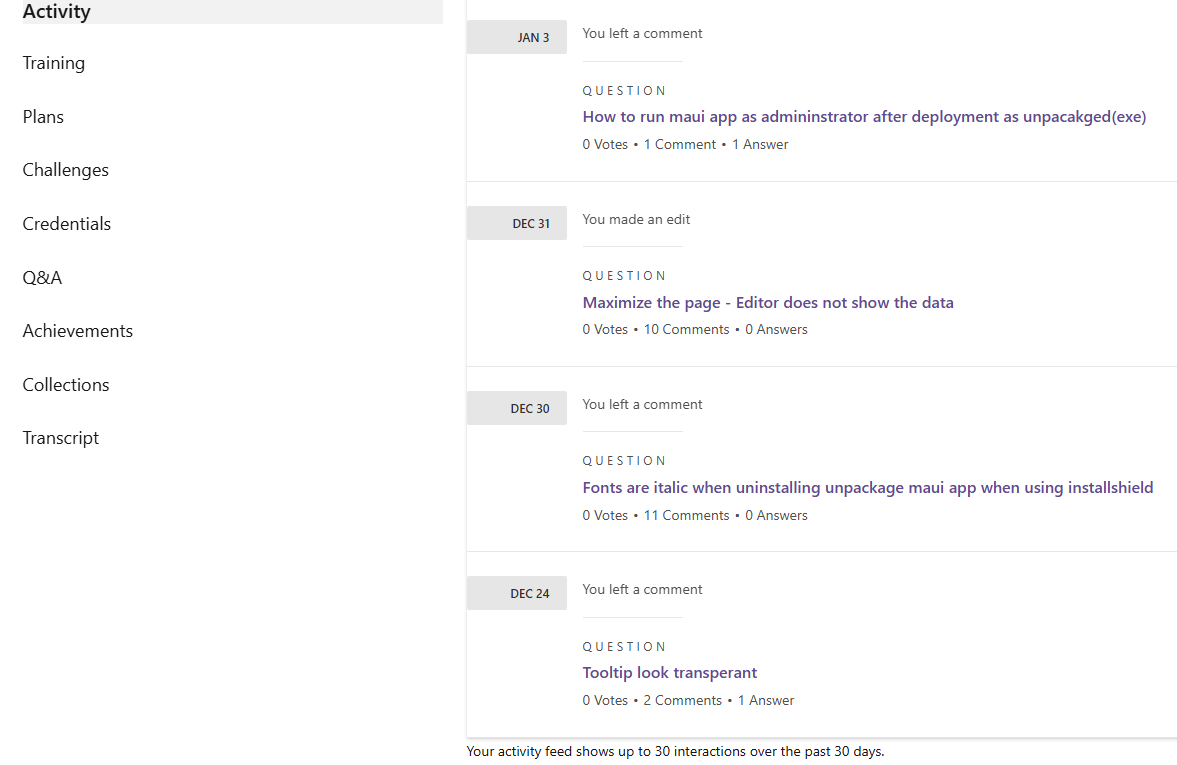 Activity limit to 30 days only - Microsoft Q&A