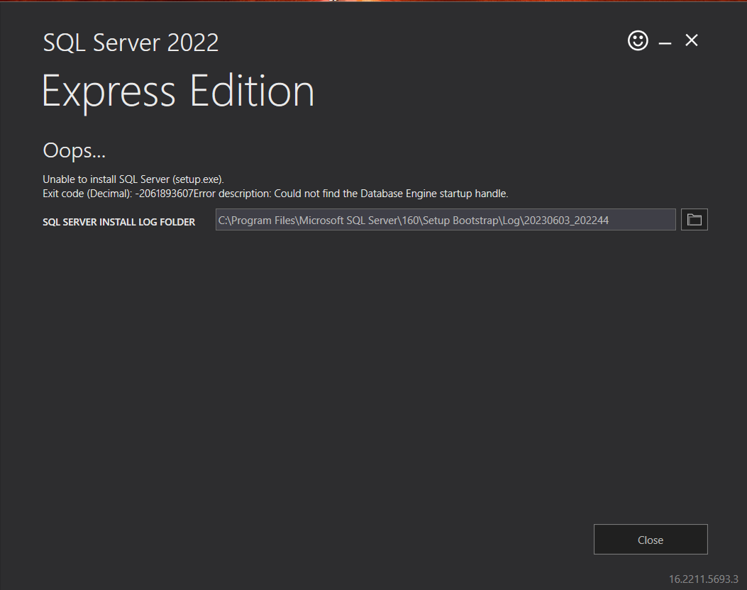 Iam trying to download sql server but i m facing this problem can you