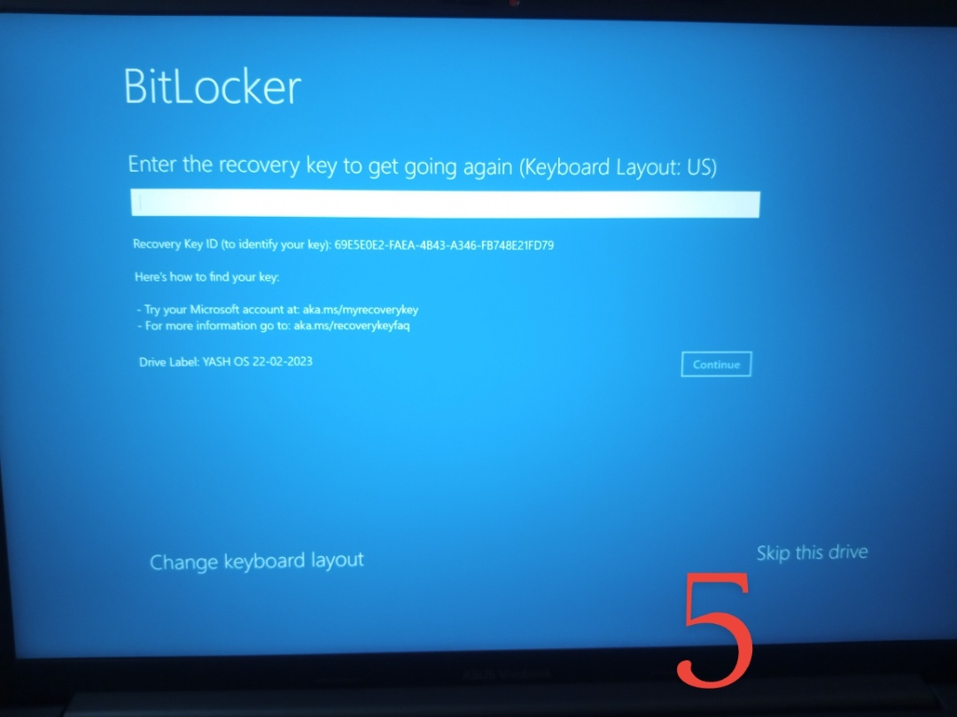 My bitlocker key is not working in blue screen, Whereas the BitLocker ...