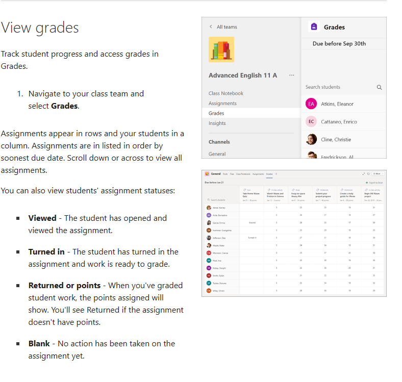 List of assignments per student - Microsoft Q&A