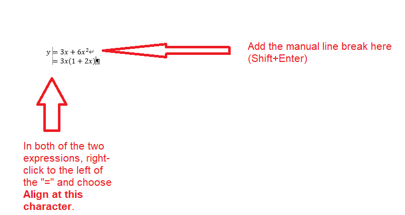 The "Insert Manual Break" function in equation editor is broken after ...
