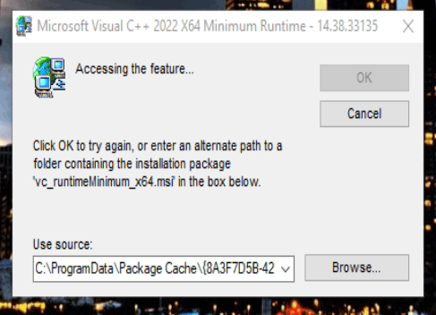 Ошибка при установке Microsoft Visual C++ 2015-2019 vc_runtimeminimum ...