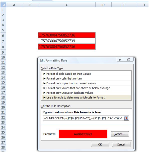 Duplicate values in conditional formatting. - Microsoft Q&A