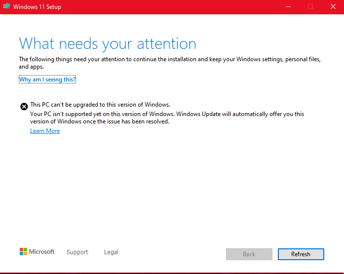 I should be able to upgrade to windows 11 with my specs but it doesn't ...