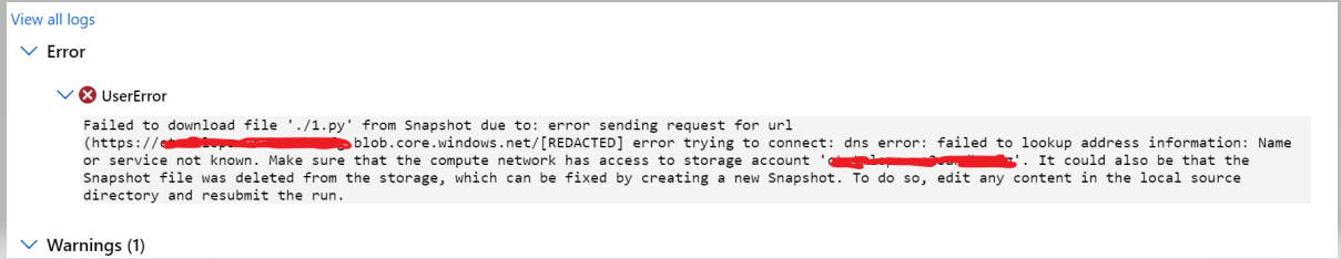 How to fix Failed to download file './1.py' from Snapshot in Azure ML ...