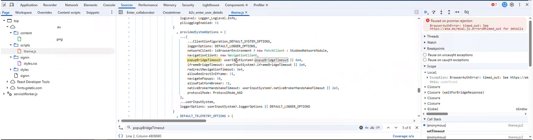 DeveloperPortal_AADB2C_Timeout