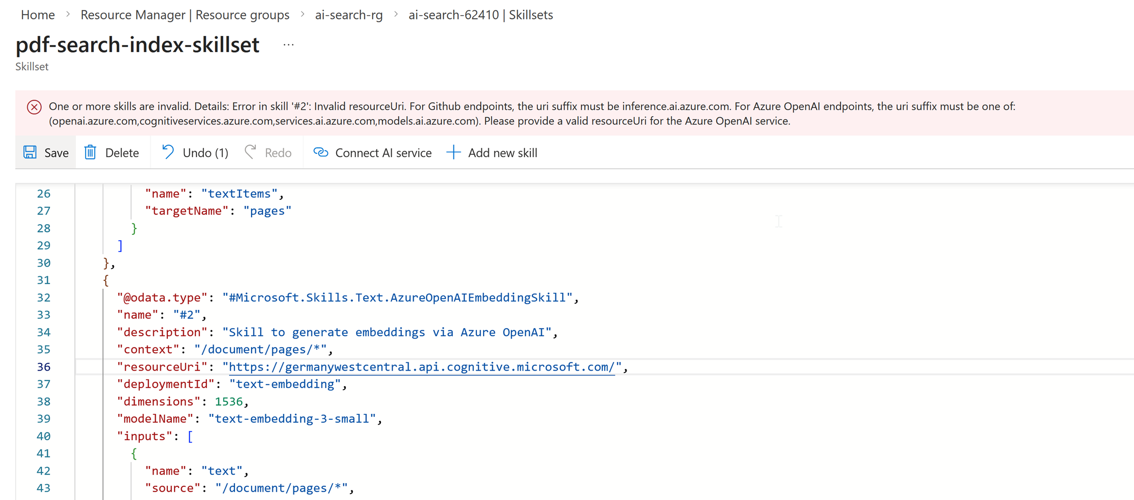 embedding-skillset-error