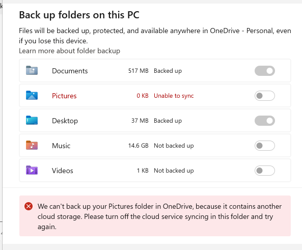 One drive issue