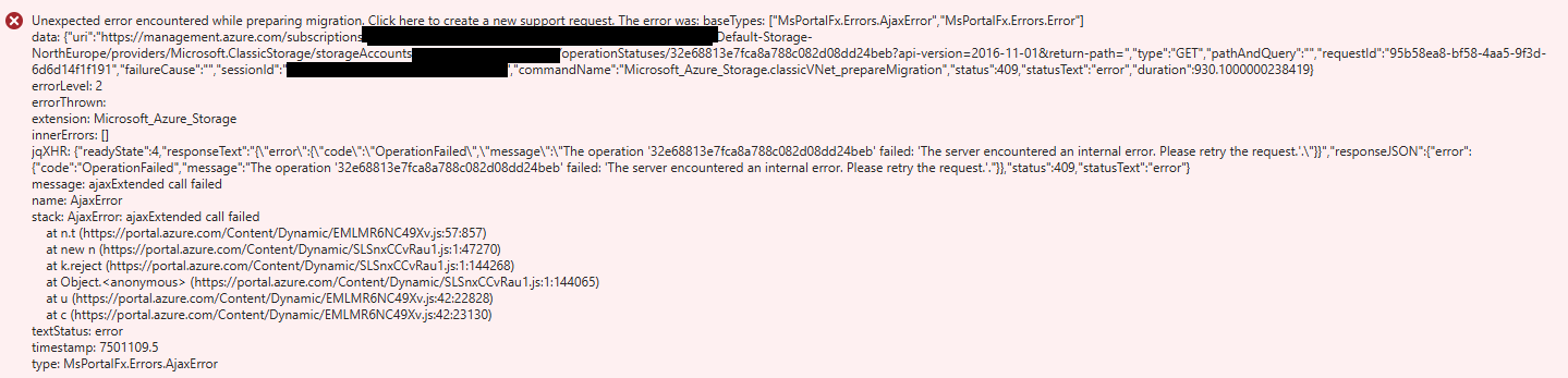 Classic Storage Account Migration Error - Microsoft Q&A