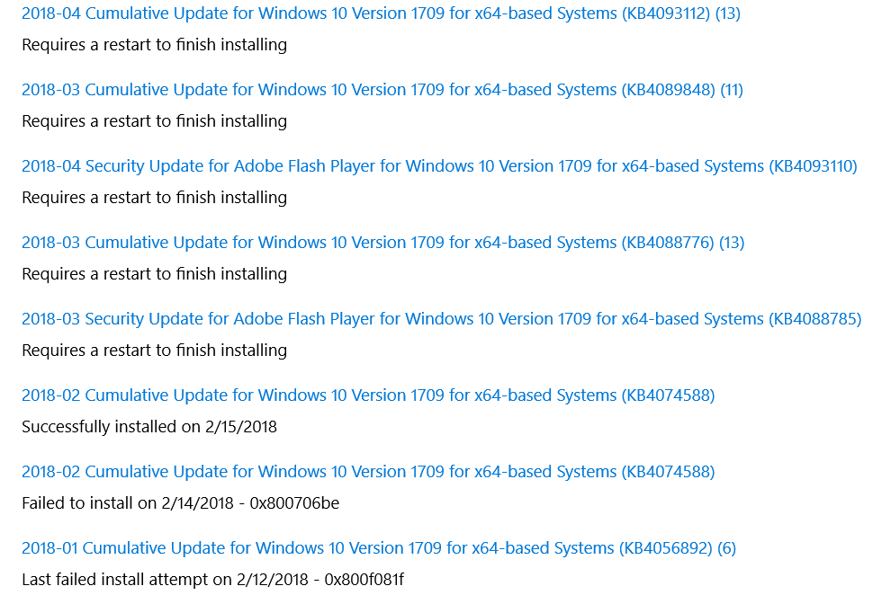 Cumulative Updates 