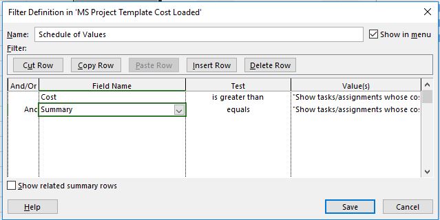MS Project export to Excel for SOV - Microsoft Q&A