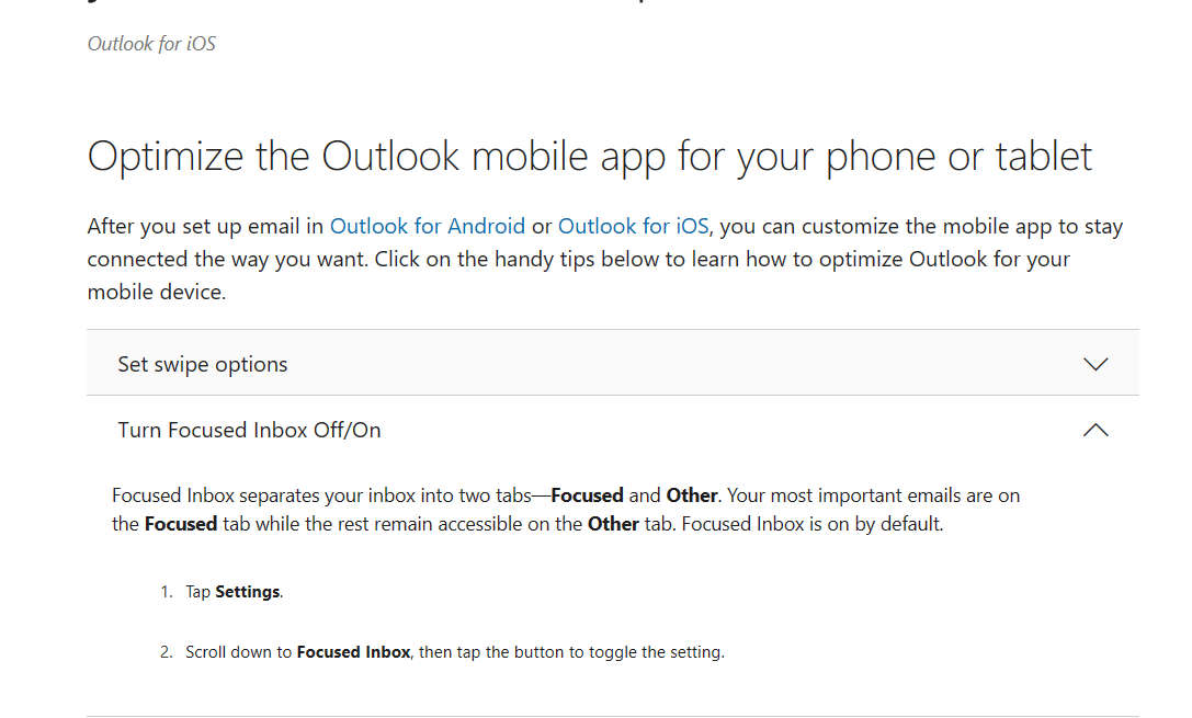 Outlook iPhone 14 Focused and Other - Microsoft Q&A