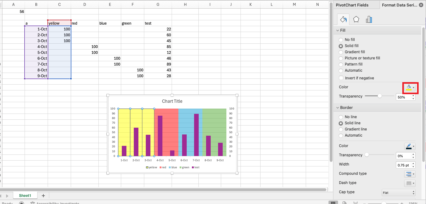 Add time period background shading into an Excel graph (on a Mac ...
