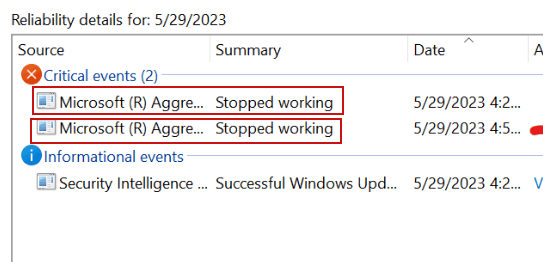 Windows Defender Critical Events in Reliability Monitor - Microsoft Q&A