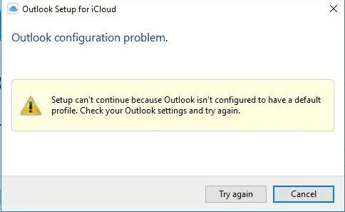 icloud error: no default profile