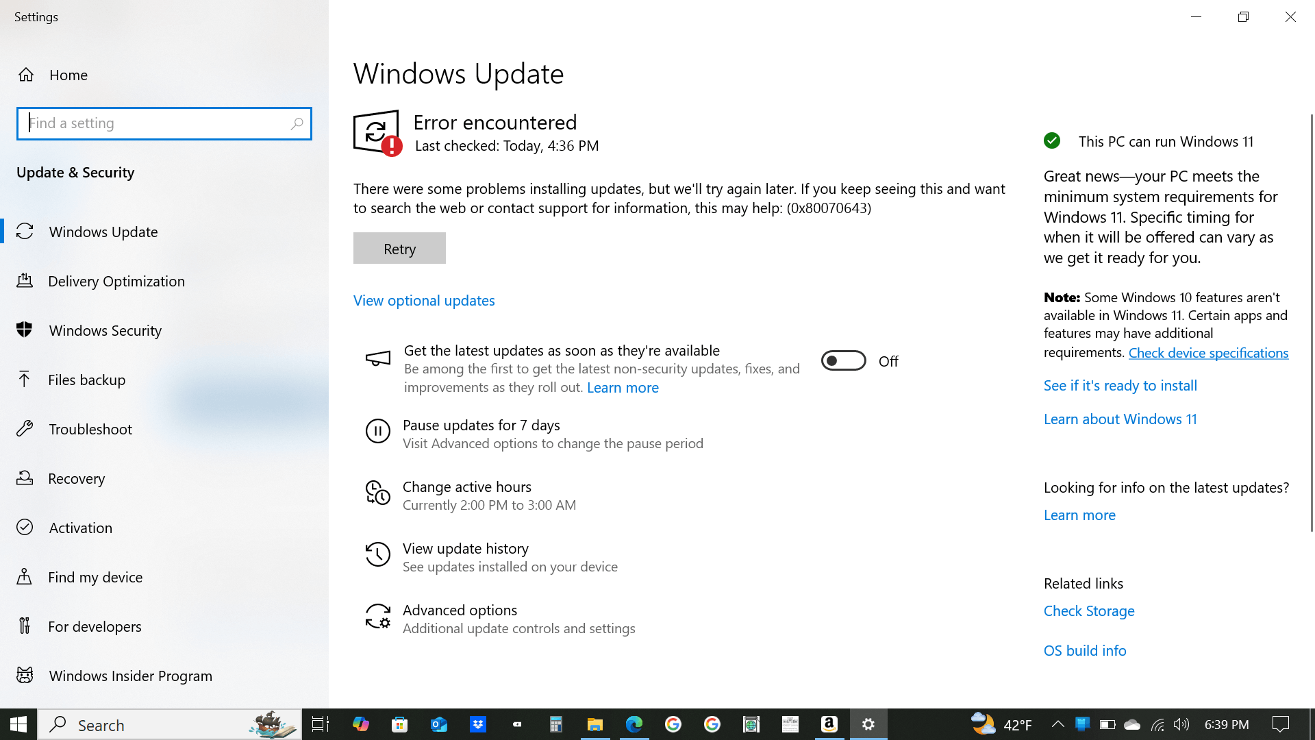 "Error encountered" after doing a Windows 10 update - Microsoft Q&A