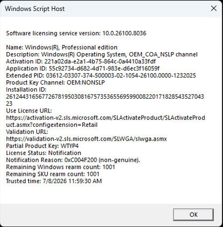 Error after activation
