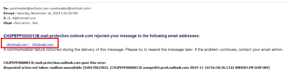 All senders who send an email receive a failure message whereas I ...