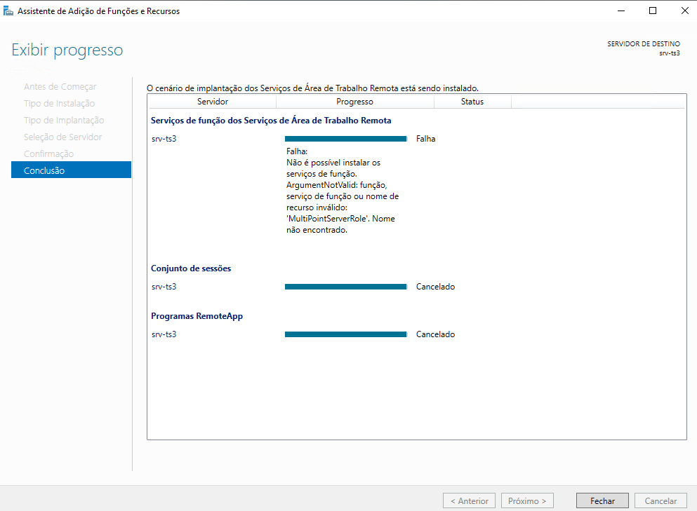 Erro Win Server 2022