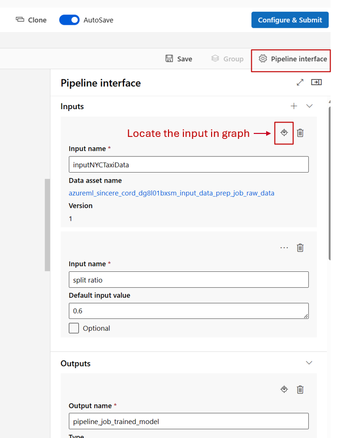 Screenshot highlighting the pipeline interface in designer.