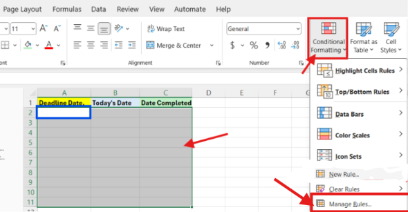 Highlight row based on date typed in cell - Microsoft Q&A