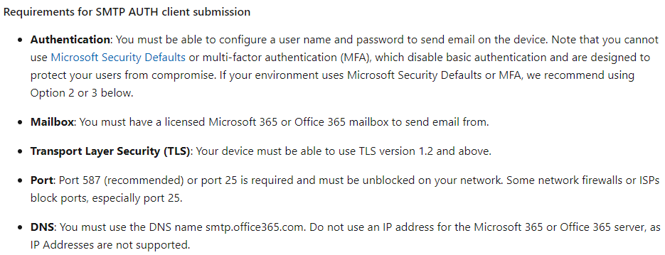 Setting up smtp client for my printer - Microsoft Q&A