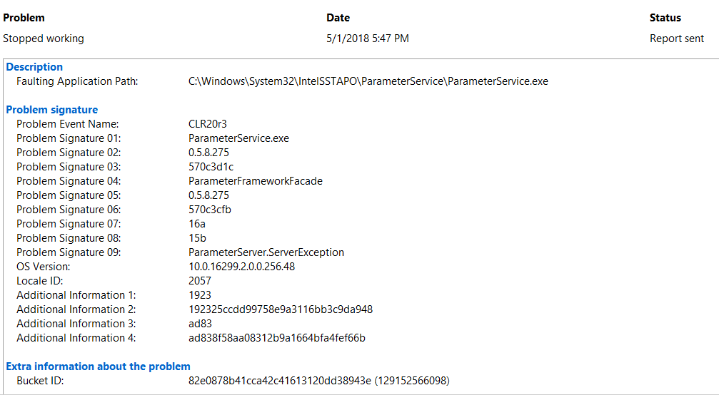 ParameterService stopped working - Microsoft Q&A