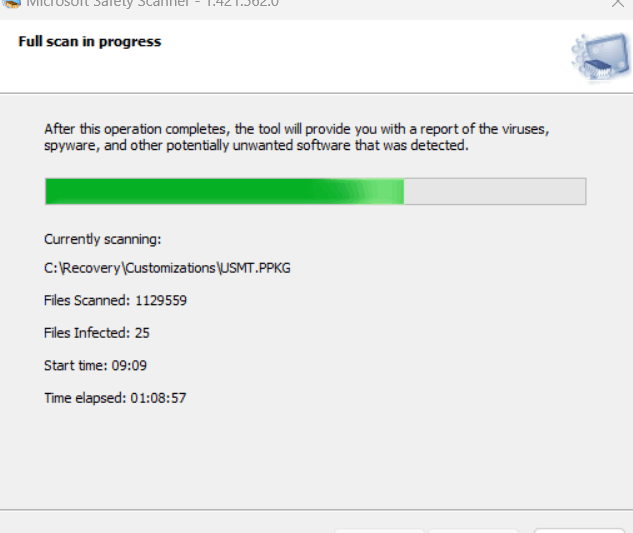 Microsoft safety scanner - 20 infected files - Microsoft Q&A
