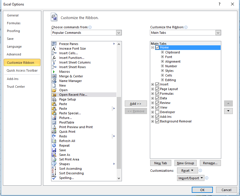 Excel 2010 - default tab in File menu - Microsoft Q&A