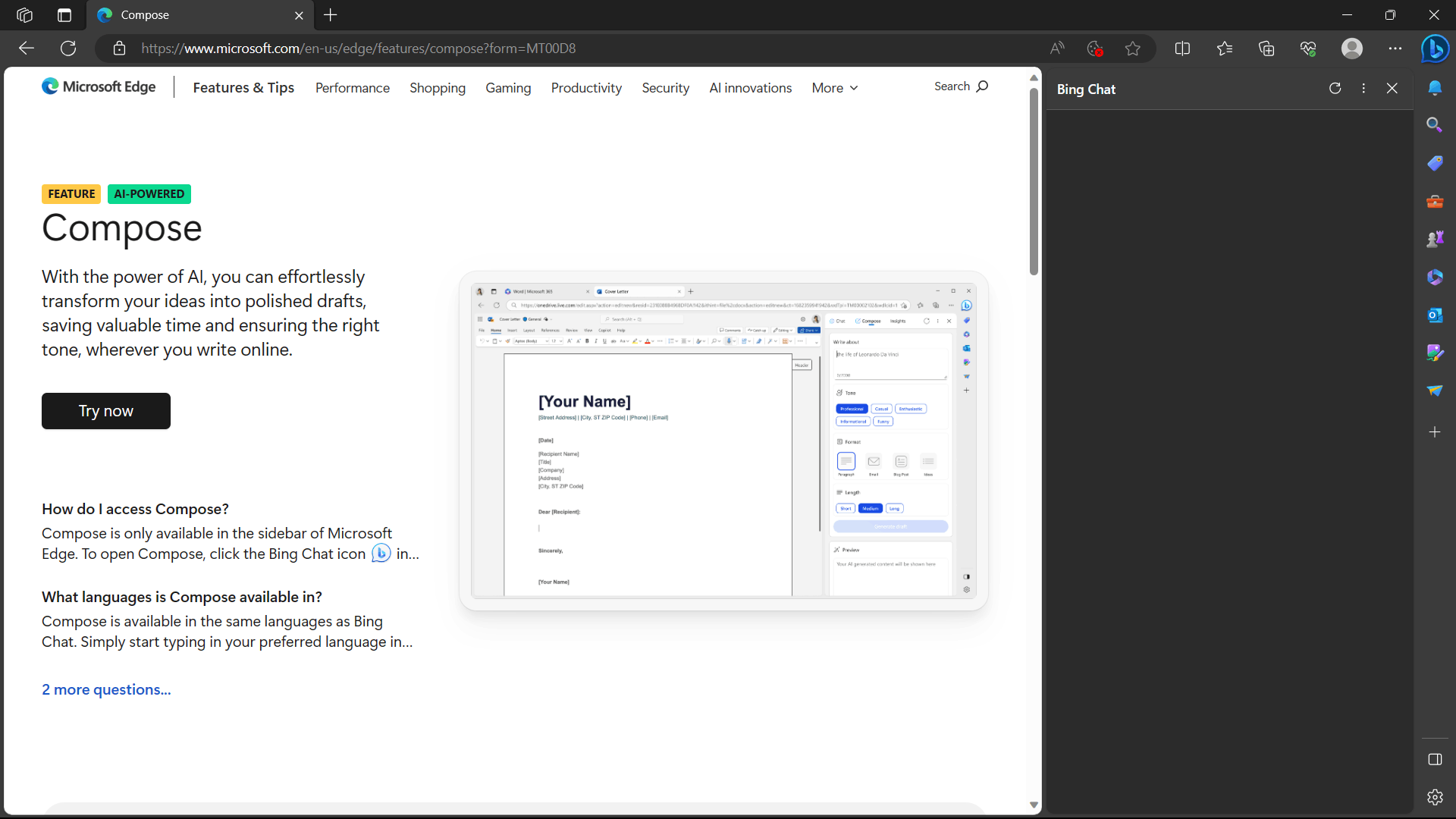 Why does the compose feature no longer show on Bing chat? - Microsoft Q&A