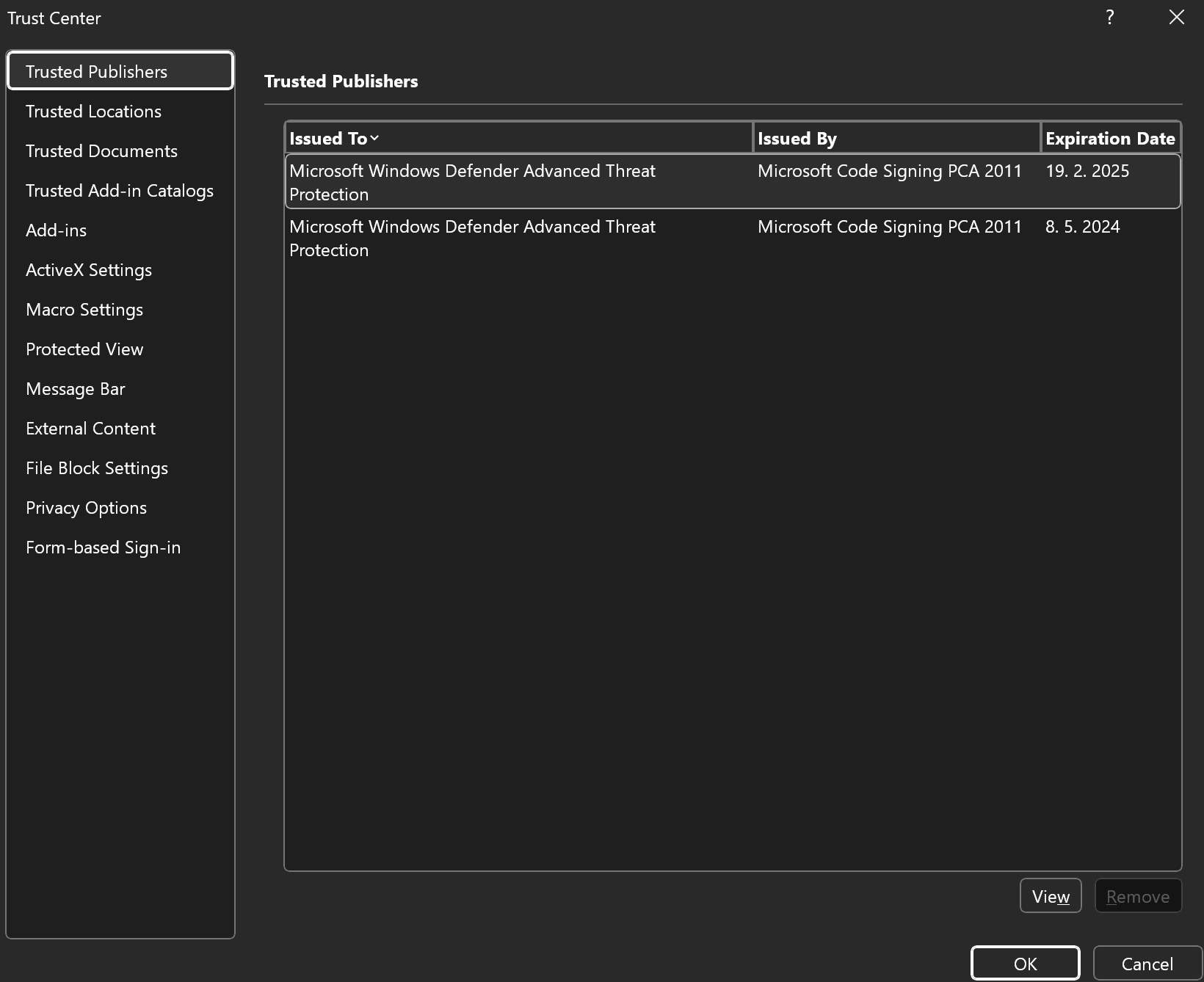 set up trusted publisher for macro - Microsoft Q&A