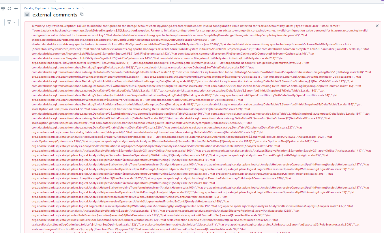 How can I see the external table created on the legacy hive_metastore