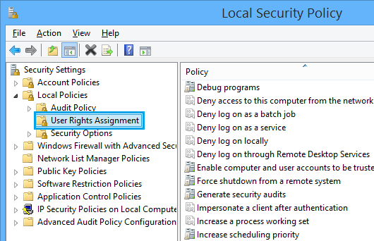 User Rights Assignment for SharePoint Accounts