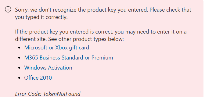 Microsoft 365 Product key not recognised - Microsoft Q&A