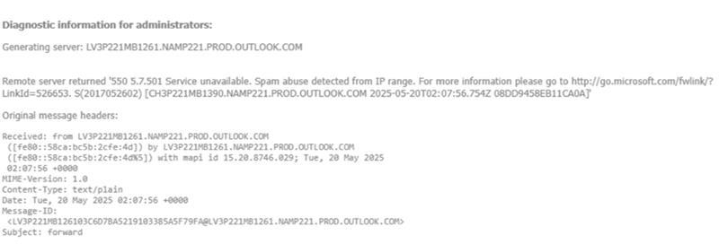 como corrigir o erro Status code: 550 5.1.11 365? - Microsoft Q&A