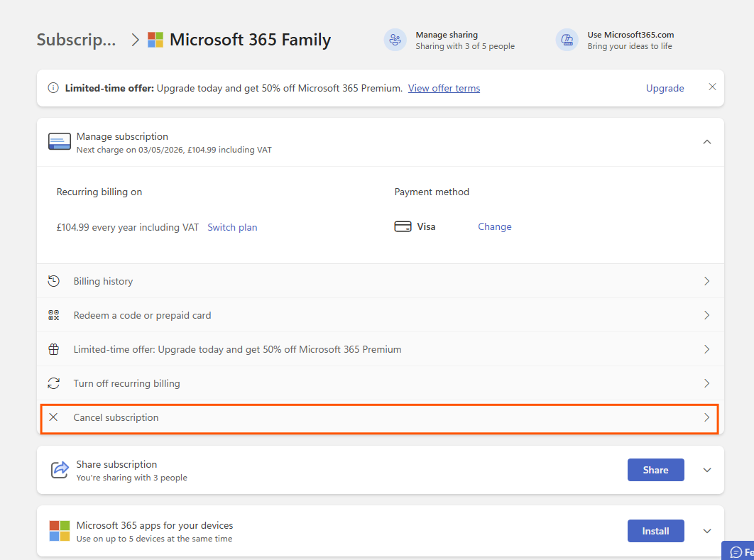 CANCEL MY SUBSCRIPTION MICROSOFT 365 visual data 3