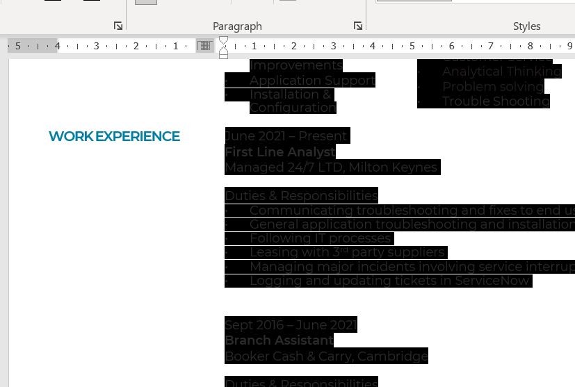 Copying formatting with columns in word - Microsoft Q&A