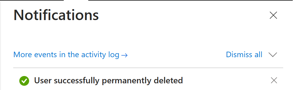 Using Azure B2C I'm getting a error "Failed to permanently delete user ...