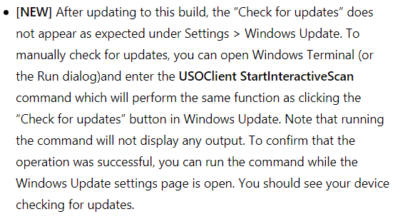 Check for updates now missing in windows 11 insider - Microsoft Q&A
