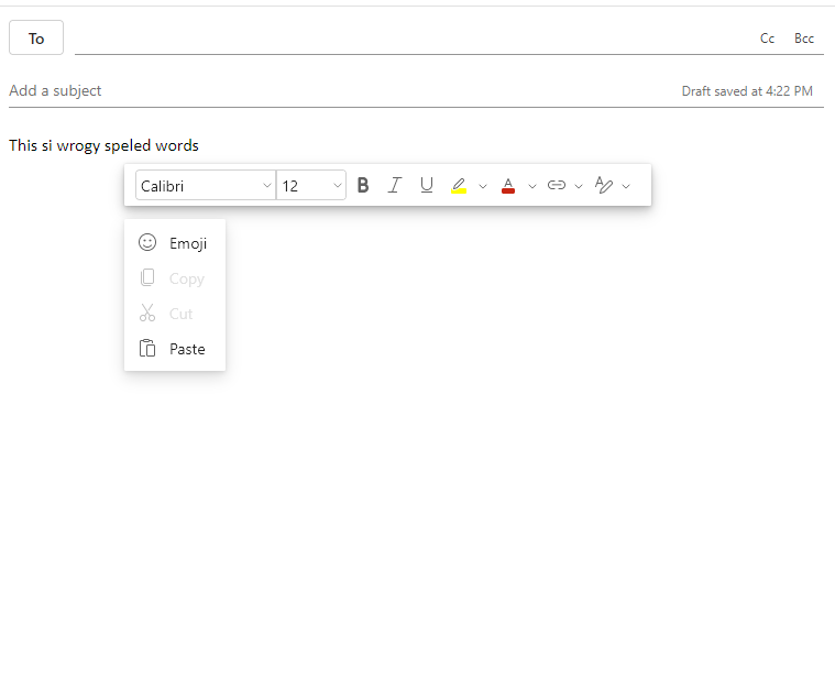 Web version of Outlook no longer underlines misspelled words ...