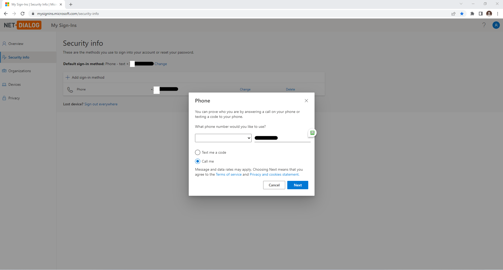 Phone verification to change sign-in method does not work - Microsoft Q&A