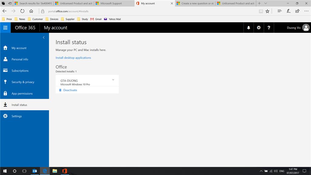 Office 365 Bussiness - This product is unlicensed - Microsoft Q&A