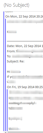 How do you remove the vertical blue lines that appears in the email ...