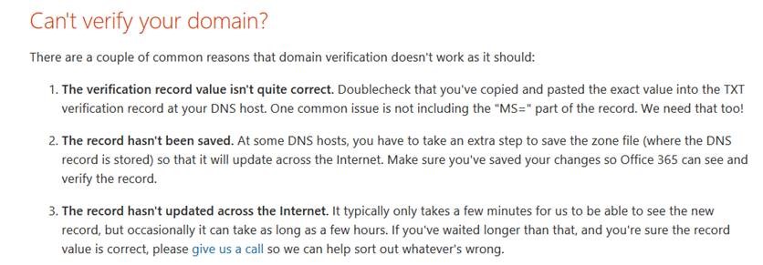 Domain validation with Office 365 - Microsoft Q&A