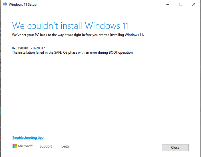Error updating from windows 10 to 11 - Microsoft Q&A