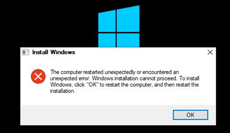 Error in restart Windows 10 OS after installation of Test.wim file ...