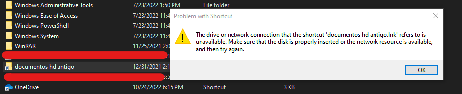 Problem with shortcut and folder - Microsoft Q&A